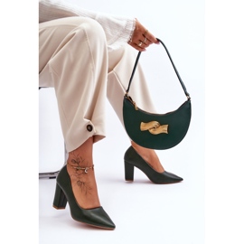 Klassiska högklackade pumps mörkgröna Odessa 2