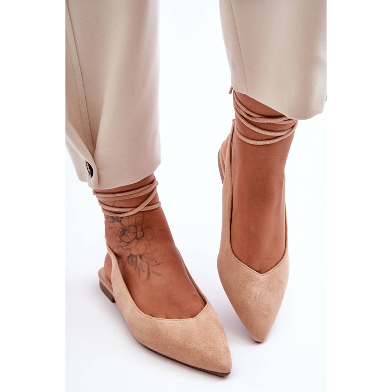 PG1 Mocka för kvinnor Ballerinor med snörning Naken Lilly Ann beige 2