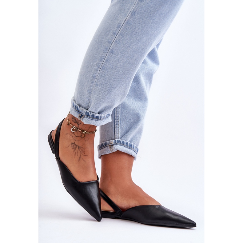 PS1 Slip-on ballerinor i läder för kvinnor, svart Germes 2