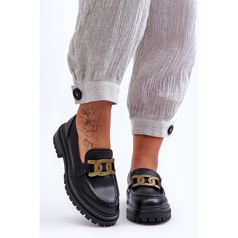 PG1 Platform Loafers för kvinnor med dekoration Svart Ameg 1