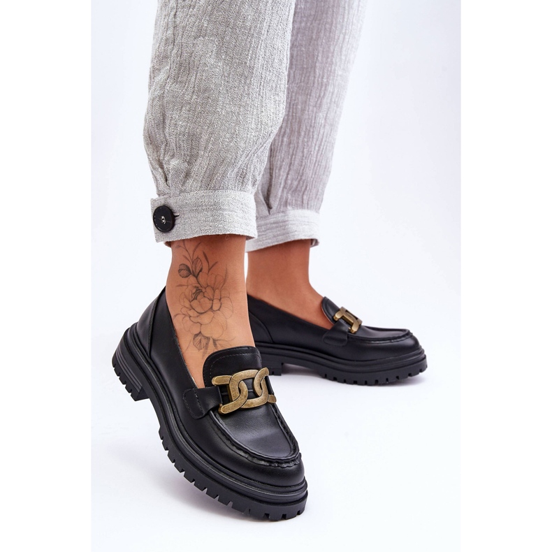 PG1 Platform Loafers för kvinnor med dekoration Svart Ameg 2