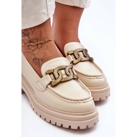 PG1 Dam Loafers På Plattformen Med Dekoration Beige Ameg 2