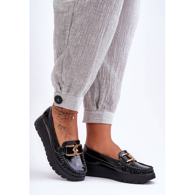 Lemar Svarta Desmond Leather Platform Loafers med utsmyckning 2