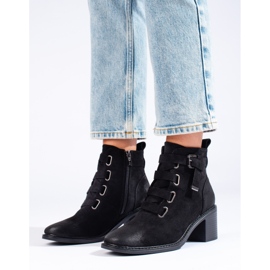 Svarta högklackade ankelstövlar för kvinnor 1