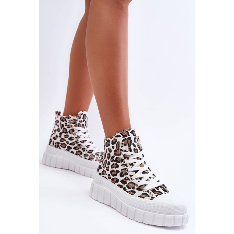 PS1 High Top Sneakers Dam Leopard Mönster Vit Florens 1