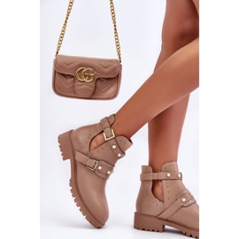 Dam Trapper Boots Med Pärlor Beige Klarisa 7