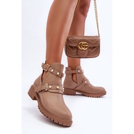 Dam Trapper Boots Med Pärlor Beige Klarisa 6