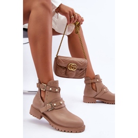 Dam Trapper Boots Med Pärlor Beige Klarisa 9