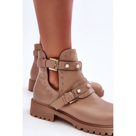 Dam Trapper Boots Med Pärlor Beige Klarisa 8