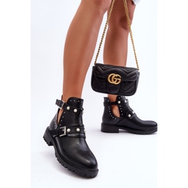 Dam Trapper Boots Med Pärlor Svart Klarisa 1