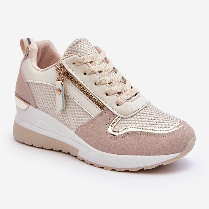 PG1 Wedge Sneakers dam Beige Och Vit Sivan 1
