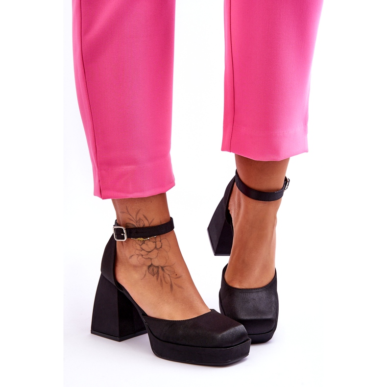 PA1 Fashionabla pumps på massiva klackar Svart Sandia 1