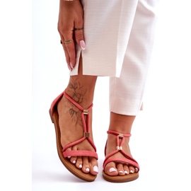 C'M Paris Coral Coral Zipper Flat Sandaler för kvinnor röd 3