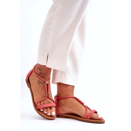 C'M Paris Coral Coral Zipper Flat Sandaler för kvinnor röd 2