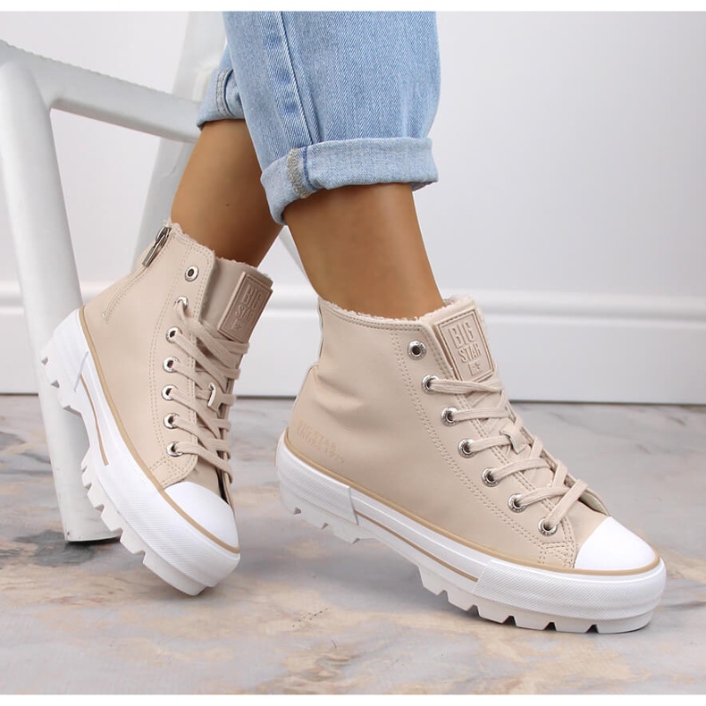 Isolerade sneakers på plattformen beige Big Star MM274038 1