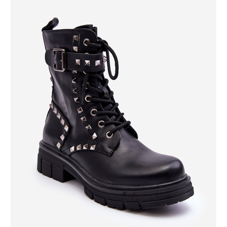 Chunky Worker Boots för kvinnor med Jets Black Tyralis svart 1