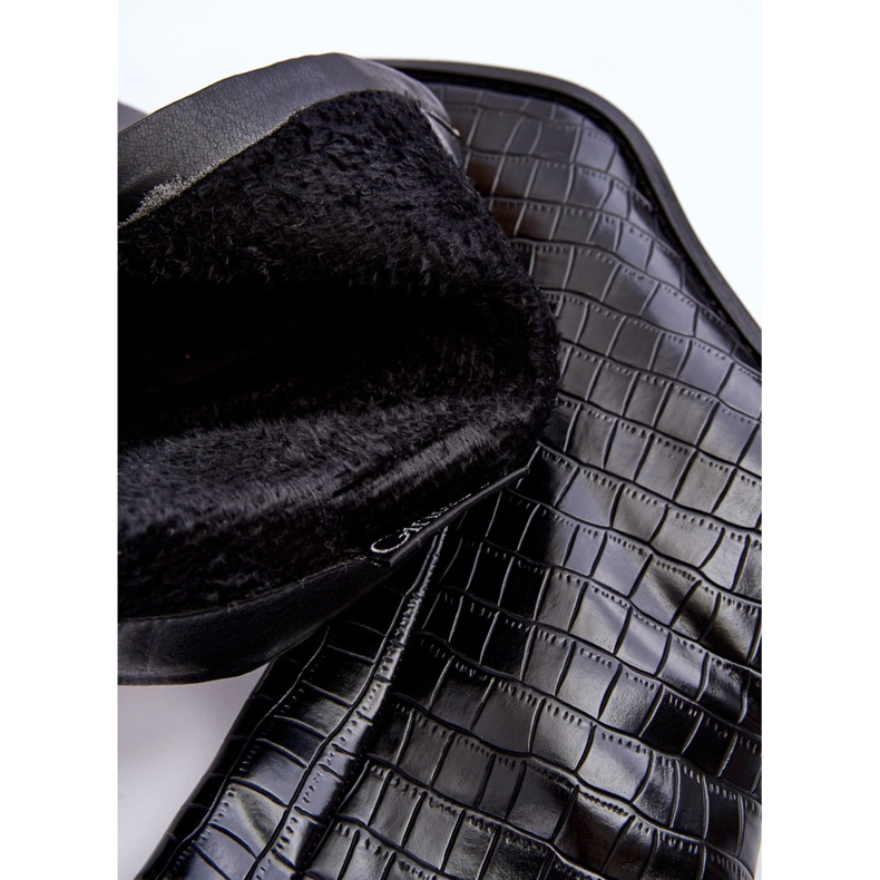 Läder Höga stövlar Snake Mönster Svart Kornell 1