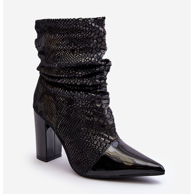 Crinkled Snake High Heel Boots Black Casima svart 1