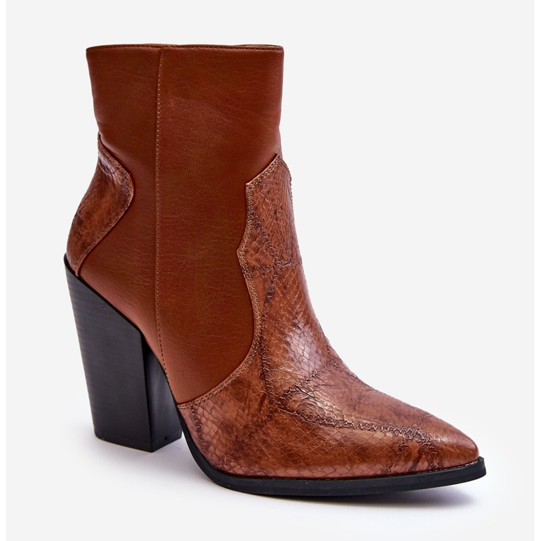 Cowboystövlar i läder för kvinnor Brun Fiorene 1