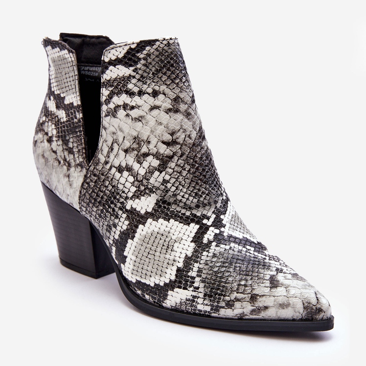Kvinnors Cut Out Snake Boots Svart och vit Caderina 1
