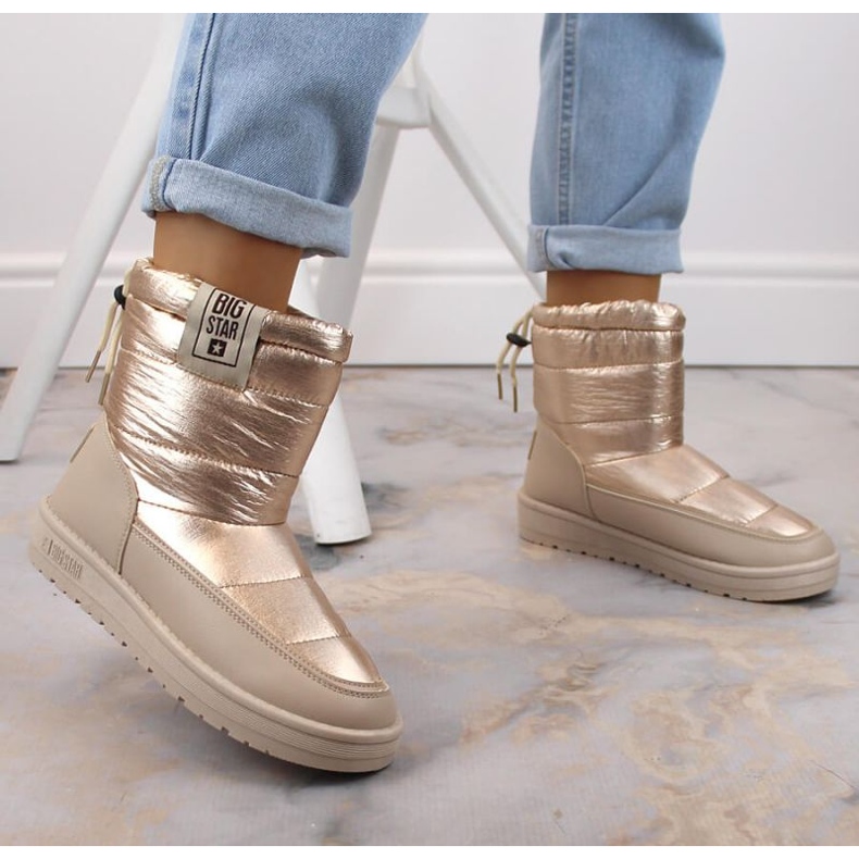 Metalliska snöstövlar Big Star W INT1589D beige gyllene 2