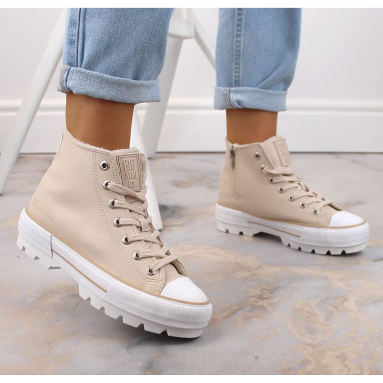 Sneakers isolerade på plattformen Big Star W INT1903B beige 2
