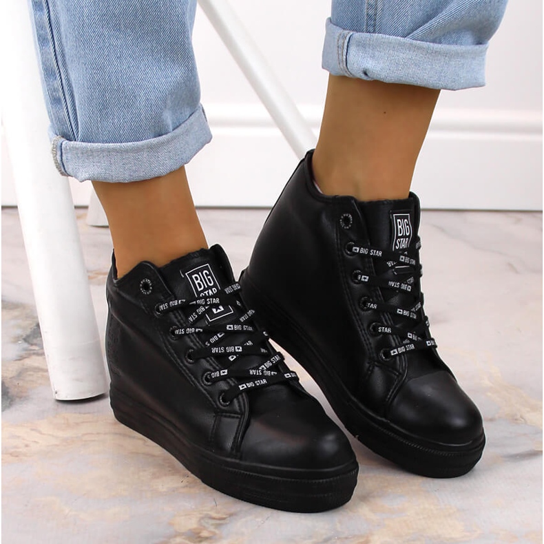 Svarta Wedge-sneakers för kvinnor Big Star EE274127 1