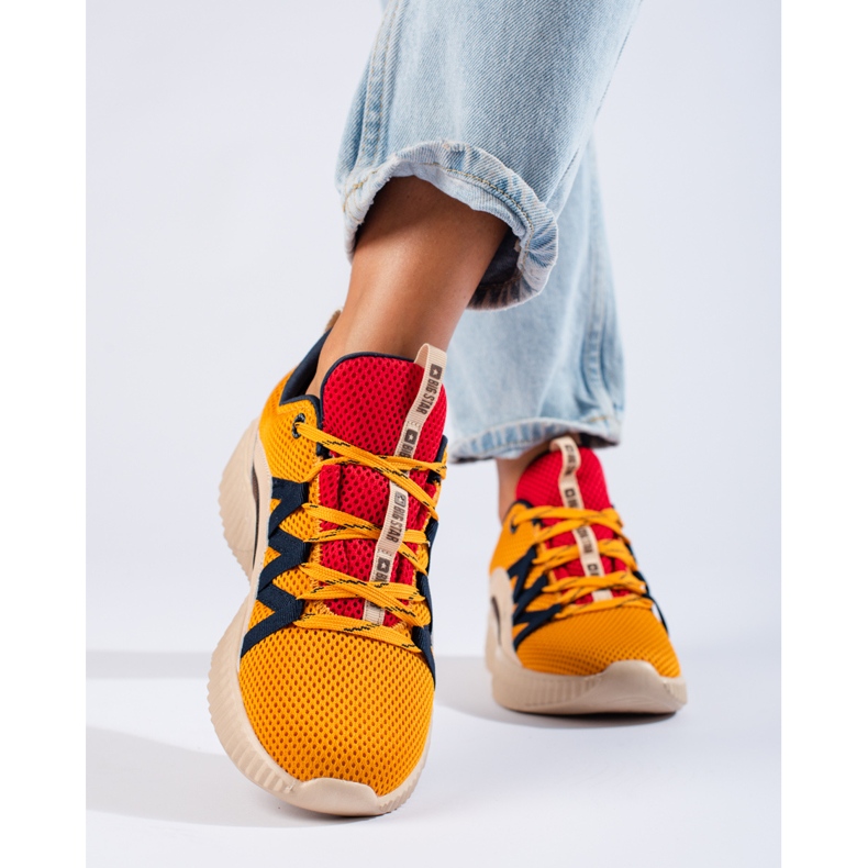 Big Star sneakers för kvinnor KK274061 beige brun röd gul 1