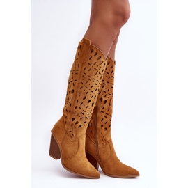 Mocka Openwork Cowboy Boots Brun Nisu 1