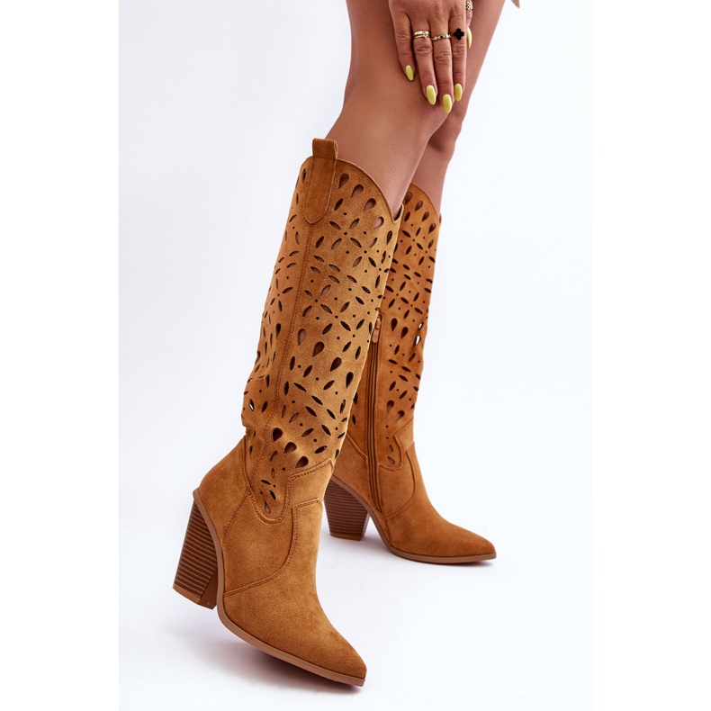 Mocka Openwork Cowboy Boots Brun Nisu 2
