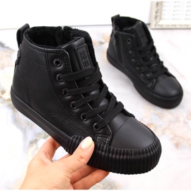 Isolerade barnsneakers med snören och dragkedjor svarta Big Star MM374014 1