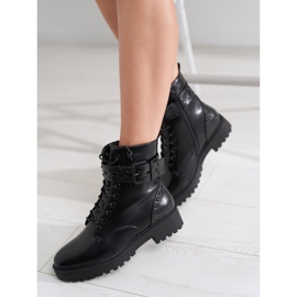 Kvinnors Shelovet arbetare med platt klack svart 1