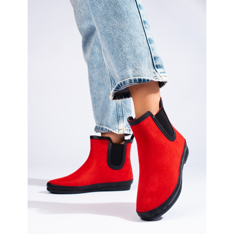 W. Potocki Röda isolerade gummistövlar i mocka från Potocki 1