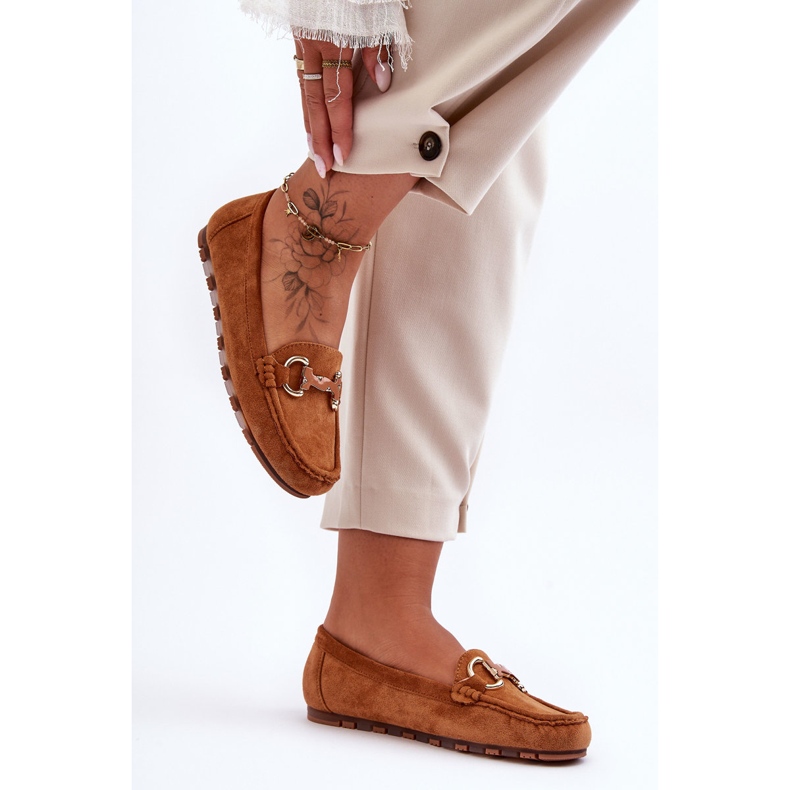 PG1 Loafers i mocka för kvinnor med dekoration Brun Dionira 2