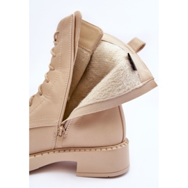 WS1 Ljusbeige Aganne Worker Boots med platt klack 2