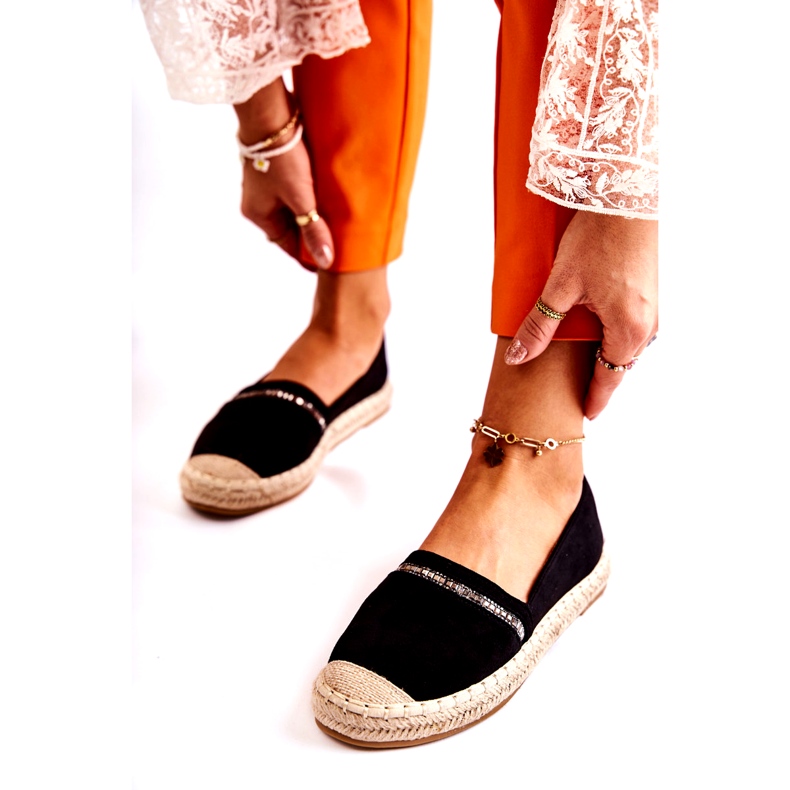 S.Barski Klassiska kvinnors svarta Slip-On Espadrilles Cersei 7