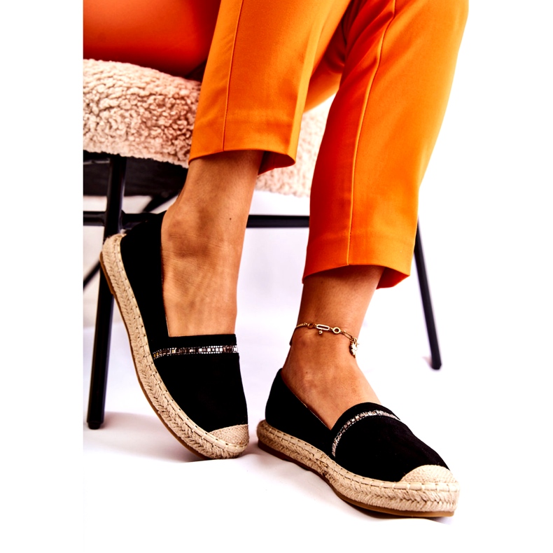 S.Barski Klassiska kvinnors svarta Slip-On Espadrilles Cersei 3