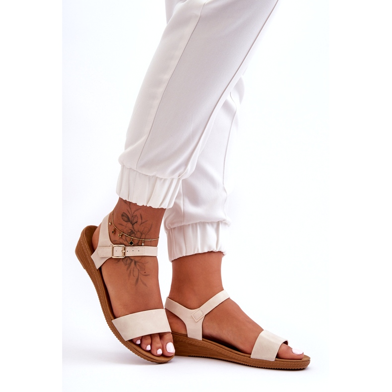Arya Classic Low Wedge Sandals Beige 4