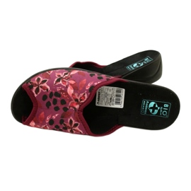 Velourtofflor för kvinnor Adanex 28344 Rödbrun med blommor svart 5