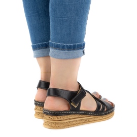 WASAK Bekväma damsandaler i läder 0658W svart 1