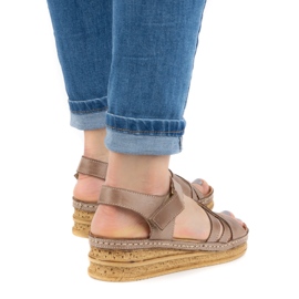 WASAK Bekväma damsandaler i läder 0658W brun beige 1