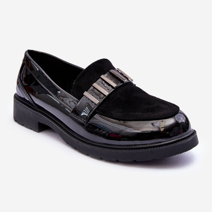 Lackade Loafers Med Dekoration Svart S.Barski HY317 1