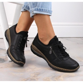 Läder slip-on skor Rieker W RKR609 svart 1