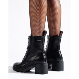 Svarta Vinceza-väskor med snörning för kvinnor på en låg stolpe 2