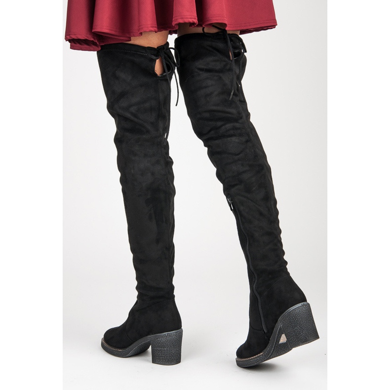 Seastar Höga stövlar i mocka svart 1