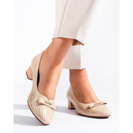 W. Potocki Potocki lågklackade pumps för kvinnor beige 2
