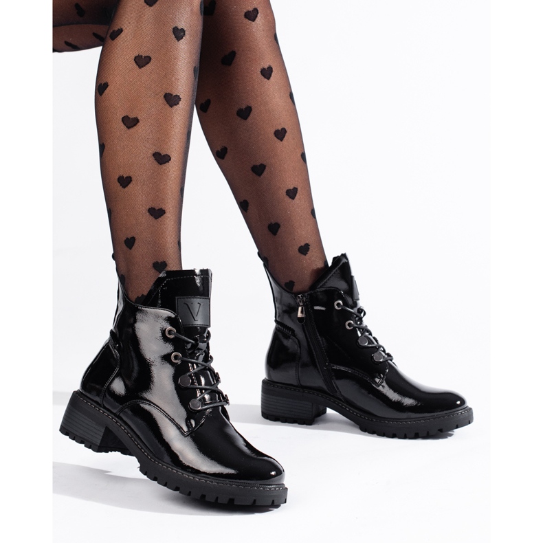 Vinceza svartlackade stövlar för kvinnor 1