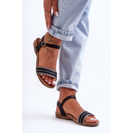 Klassiska platta sandaler för kvinnor Svart S.Barski 6708 1