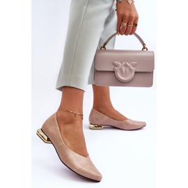 PD1 Läder Platta klackar Beige Vaani 1