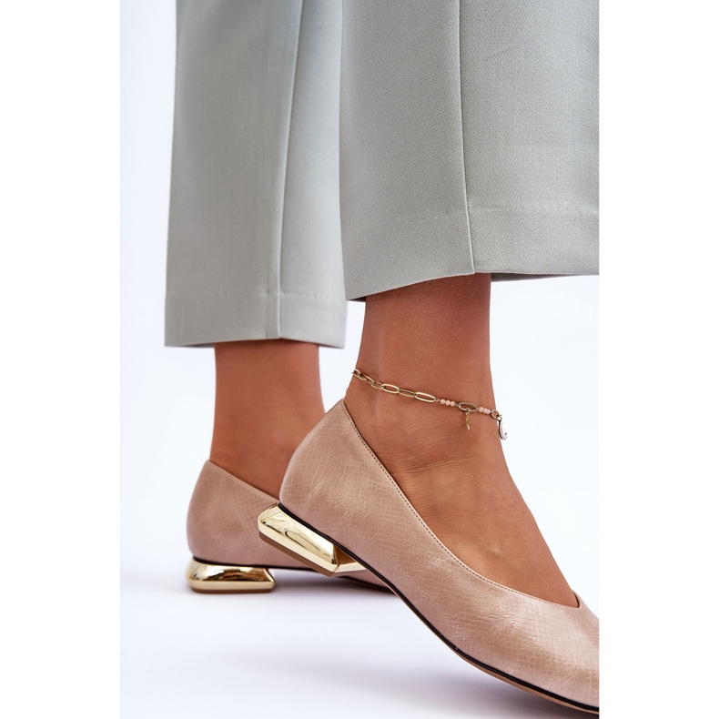 PD1 Läder Platta klackar Beige Vaani 2